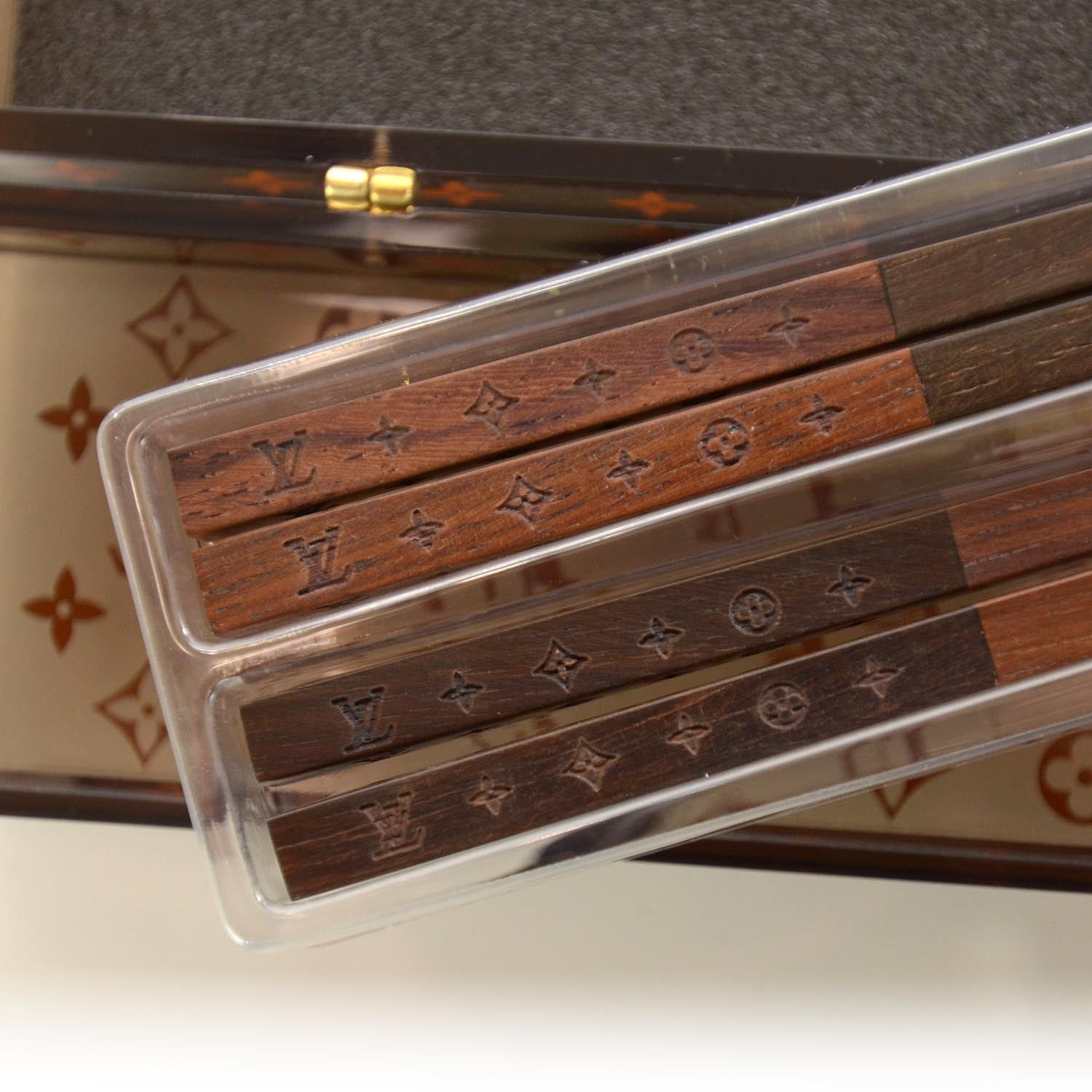 Louis Vuitton Rosewood Monogram Chopsticks VIP w Case 2 of 4
