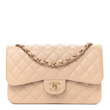 Chanel Caviar Quilted Jumbo Double Flap Beige Clair 1 of 9
