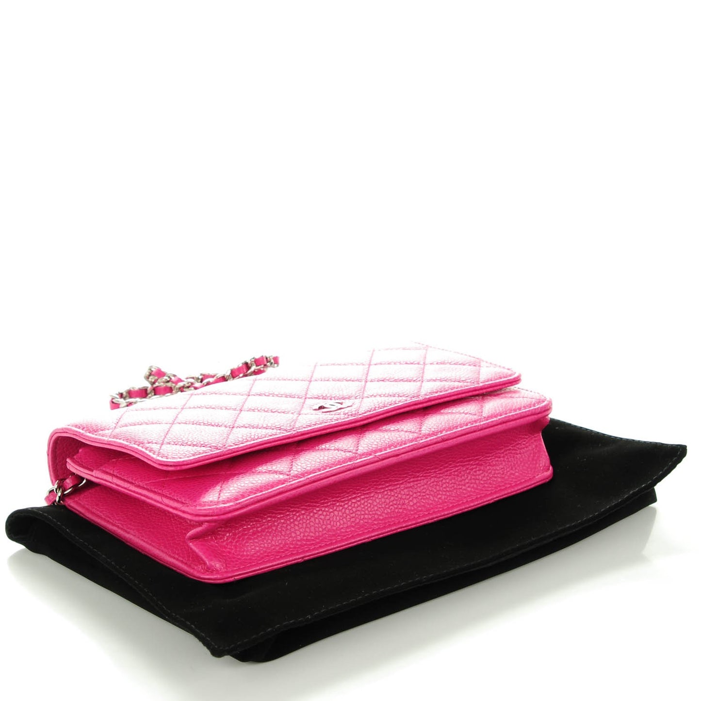 Caviar Quilted Wallet On Chain WOC Fuchsia