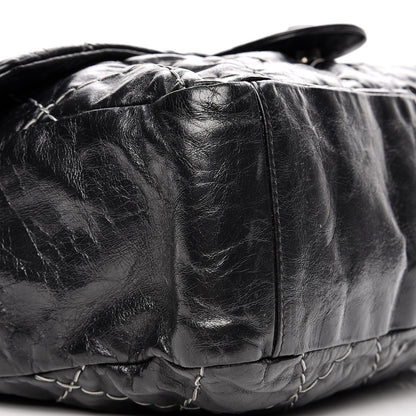 Chanel Glazed Goatskin Double Stitch Maxi Flap Black 8 of 10