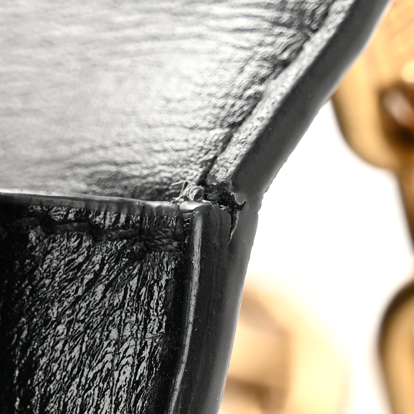 Calfskin Stripe Embossed Gossip Chain Bag XS Black