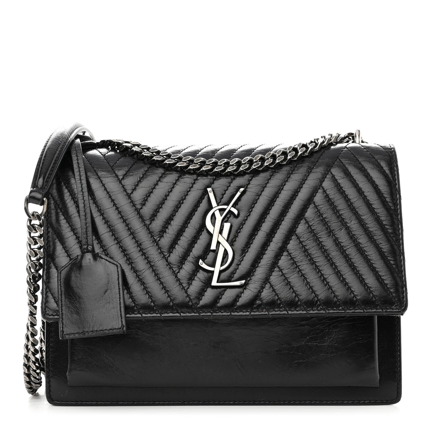 Lambskin Mixed Quilted Medium Monogram Sunset Black
