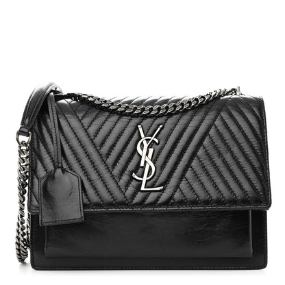 Saint Laurent Lambskin Mixed Quilted Medium Monogram Sunset Black 1 of 10