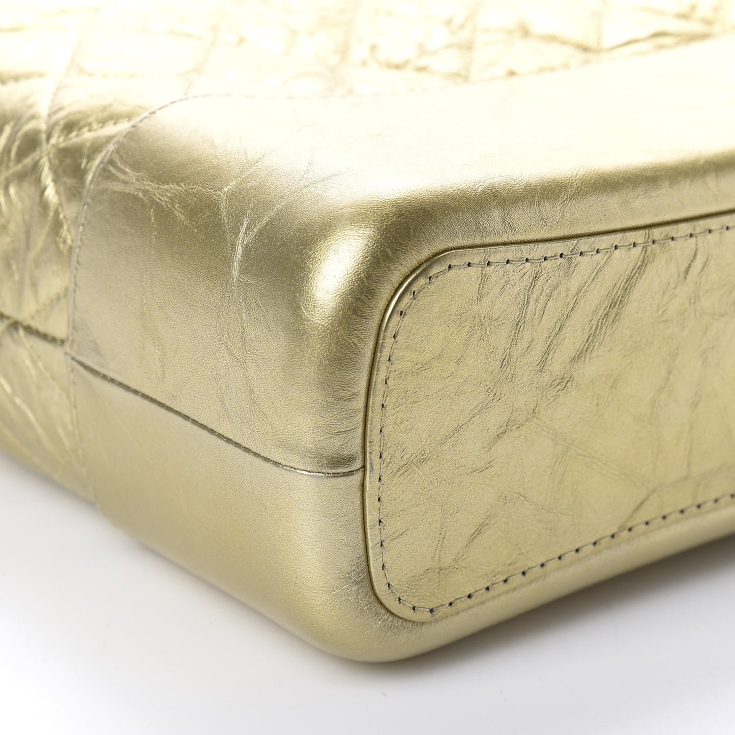 Metallic Aged Calfskin Quilted Medium Gabrielle Gold