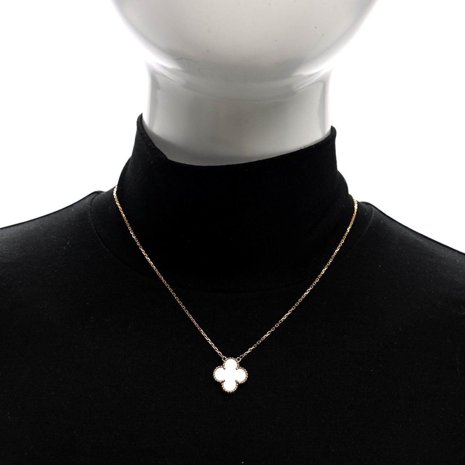 Van Cleef & Arpels 18K Yellow Gold Mother of Pearl Vintage Alhambra Pendant Necklace 2 of 4