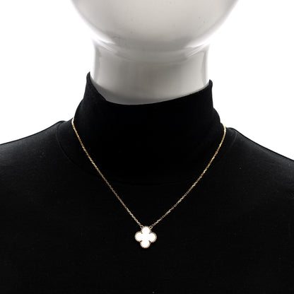 Van Cleef & Arpels 18K Yellow Gold Mother of Pearl Vintage Alhambra Pendant Necklace 2 of 4