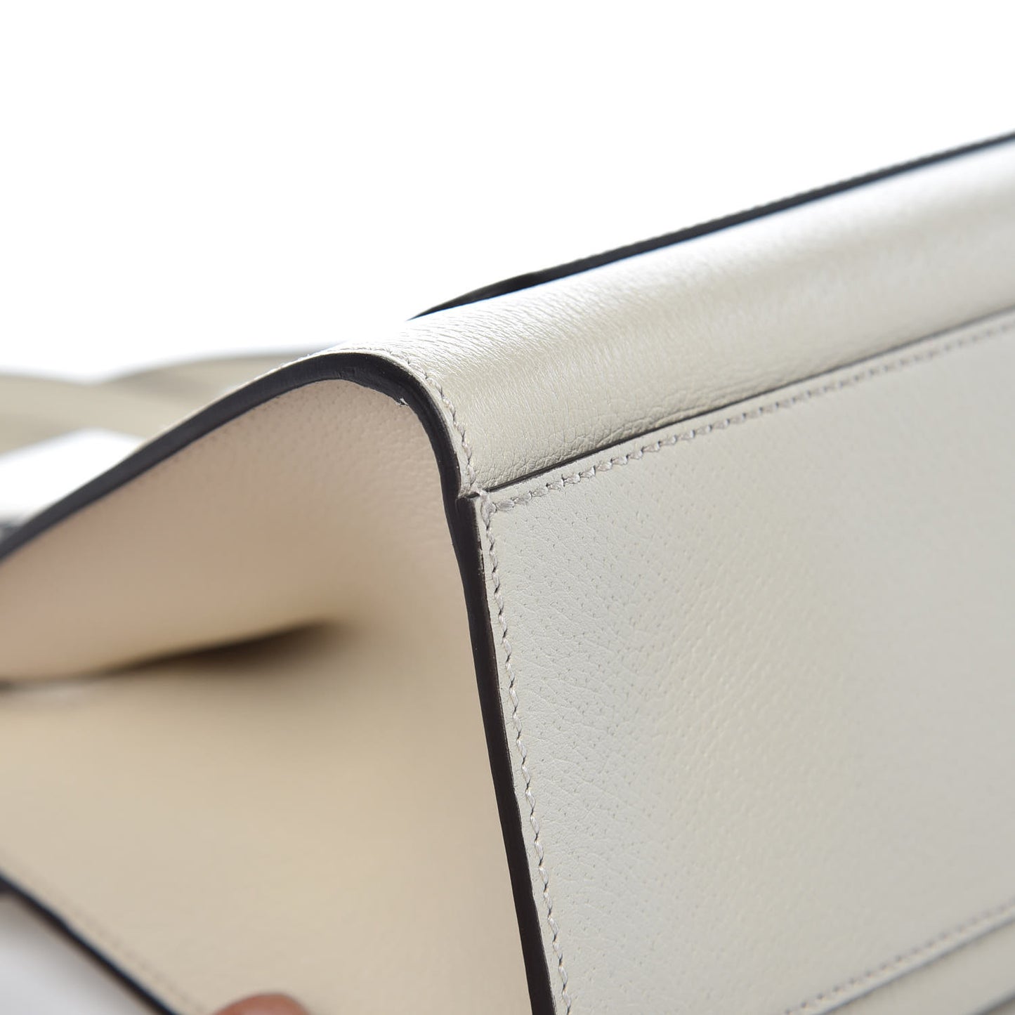 Grained Calfskin Web Stripe Butterfly Medium Totem Top Handle Bag White