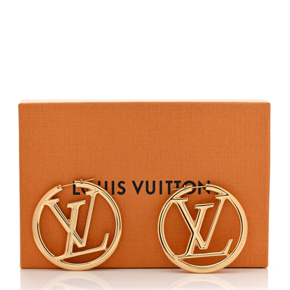 Louis Vuitton Metal Louise Hoop Earrings Gold 8 of 8
