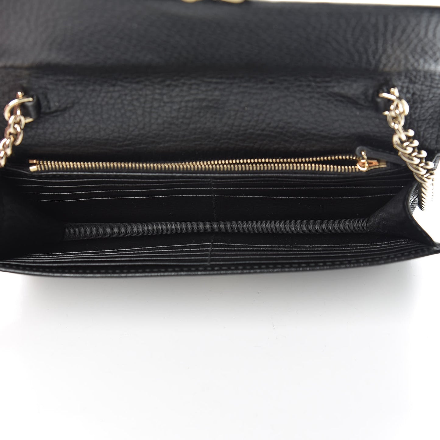 Dollar Calfskin Interlocking G Chain Wallet Black