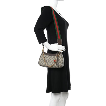 Gucci GG Supreme Monogram Textured Dollar Calfskin Web Small Ophidia GG Handbag Beige Ebony New Acero 2 of 10