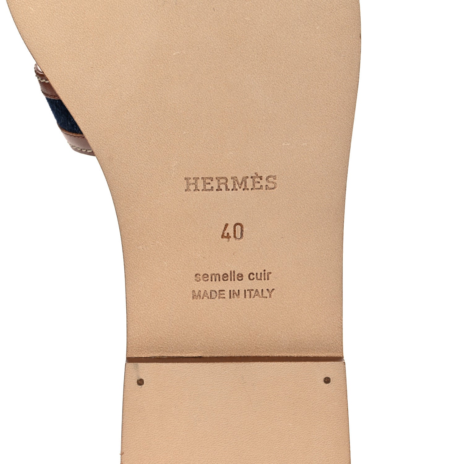 Hermes Calfskin Denim Oran Sandals 40 Bleu Brut Gold 6 of 8