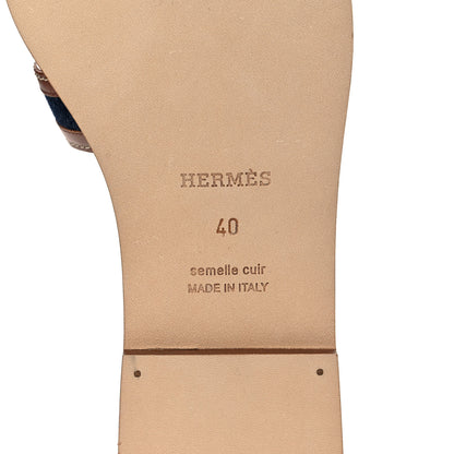 Hermes Calfskin Denim Oran Sandals 40 Bleu Brut Gold 6 of 8