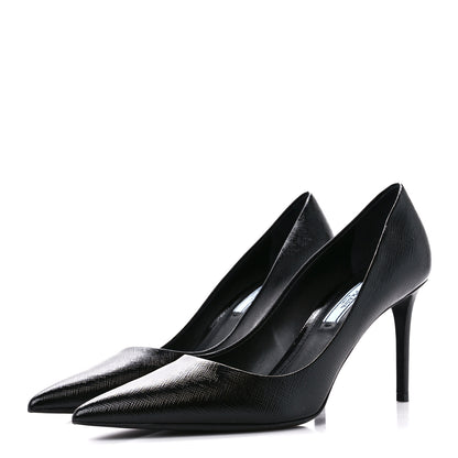 Prada Saffiano Vernice Pumps 39.5 Black 3 of 8