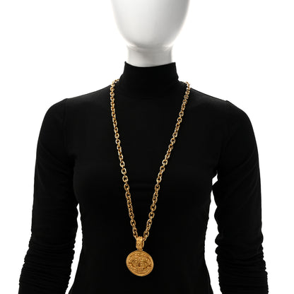 Chanel CC Medallion Long Chain Necklace Gold 2 of 6