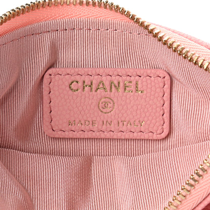 Chanel Flat Caviar Chevron Quilted Small Cosmetic Case Pink 6 of 7