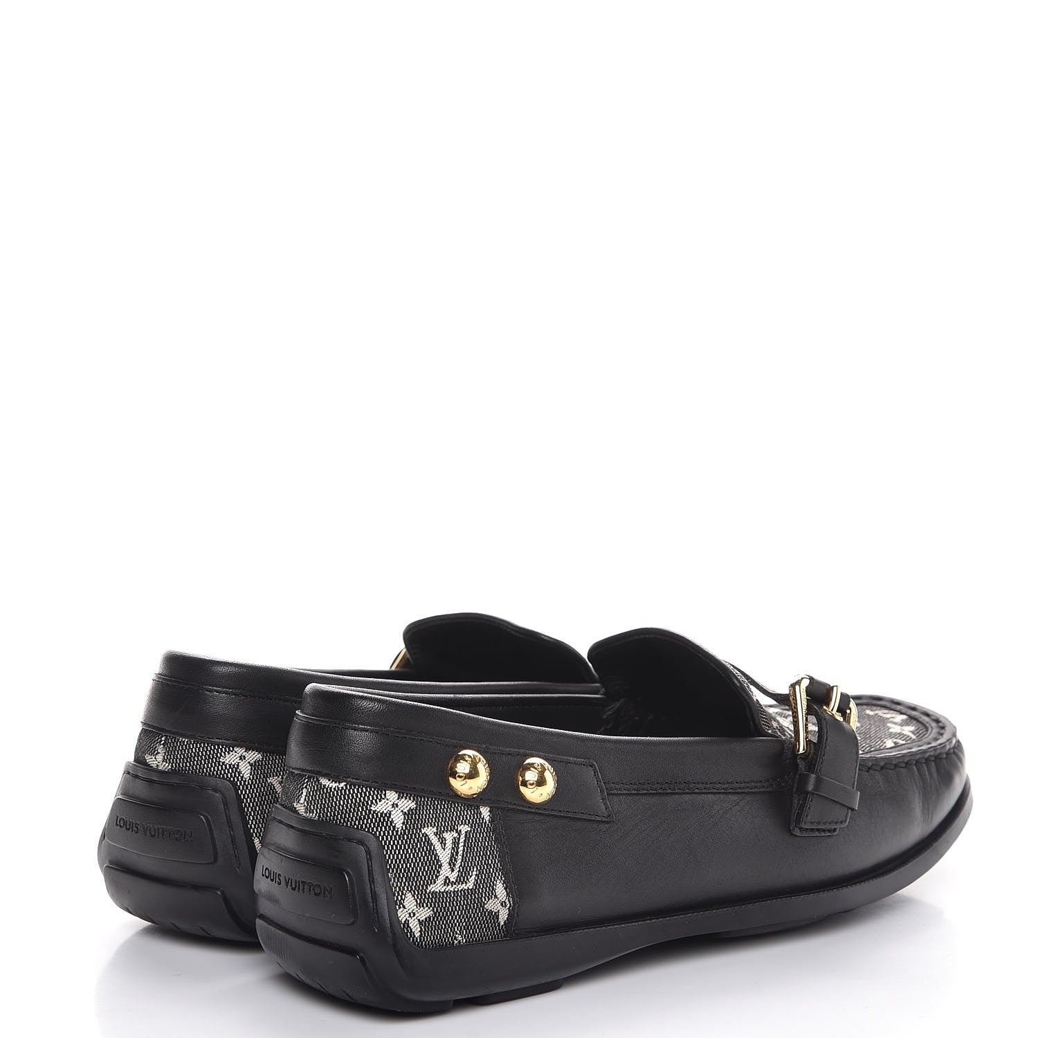 Louis Vuitton Calfskin Mini Lin Loafers 37 Black 4 of 11