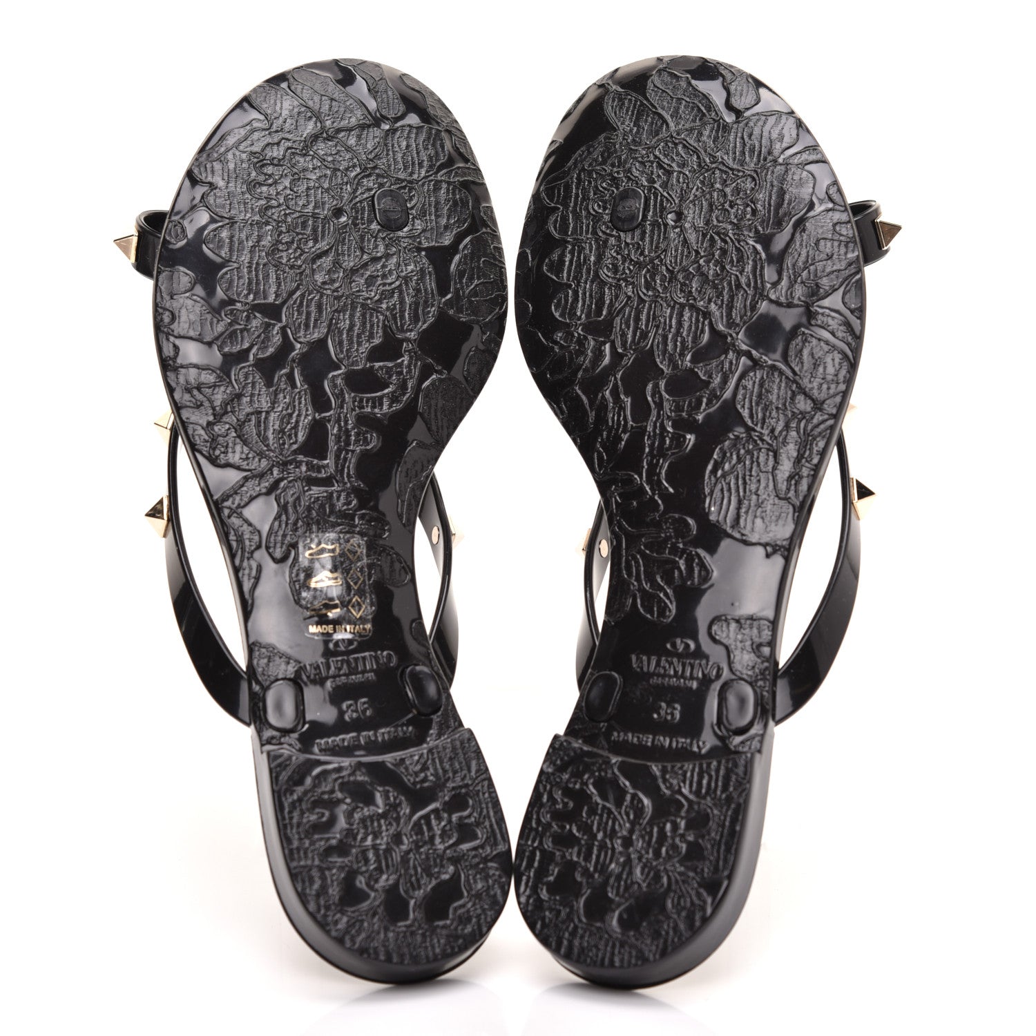 Valentino Garavani PVC Jelly Rockstud Bow Thong Sandals 36 Black 5 of 8
