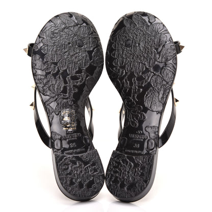 Valentino Garavani PVC Jelly Rockstud Bow Thong Sandals 36 Black 5 of 8