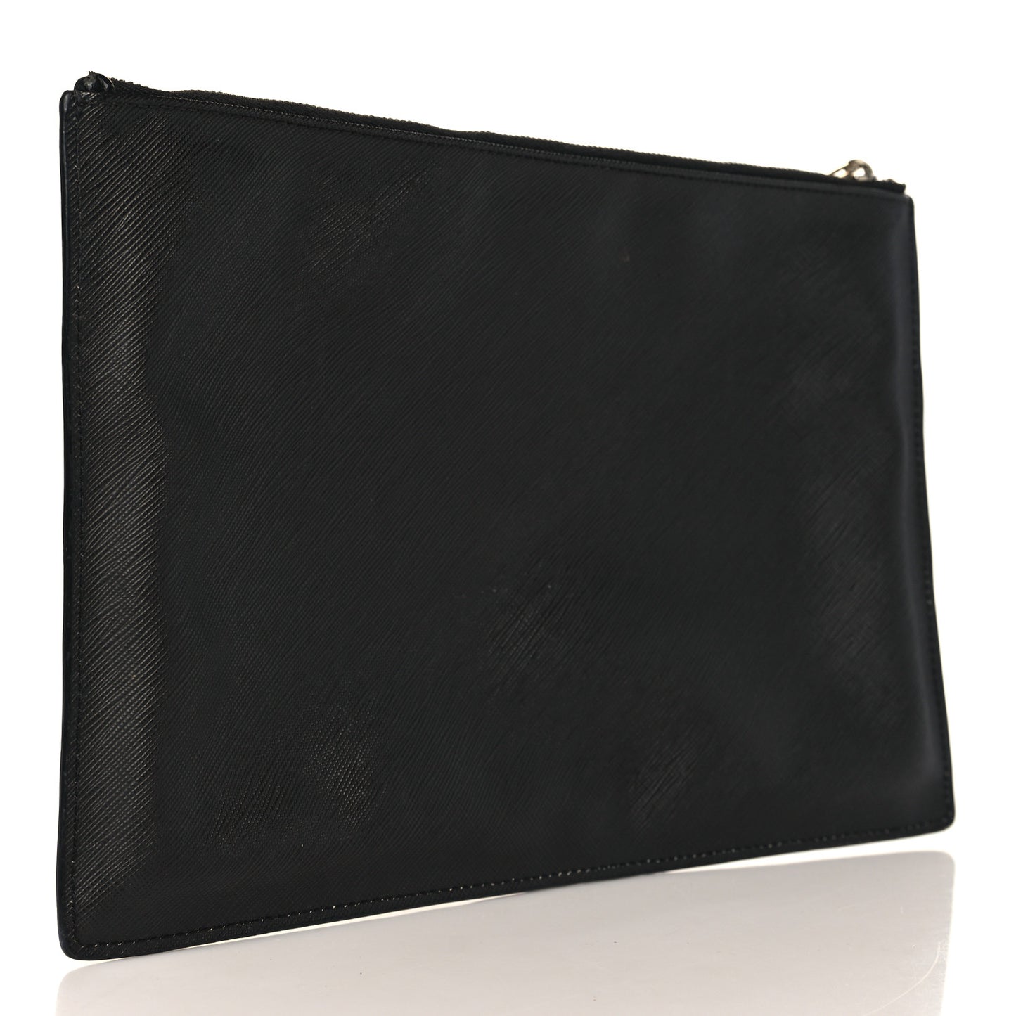 Textured Coated Canvas Bambi Print Cosmetic Pouch Black