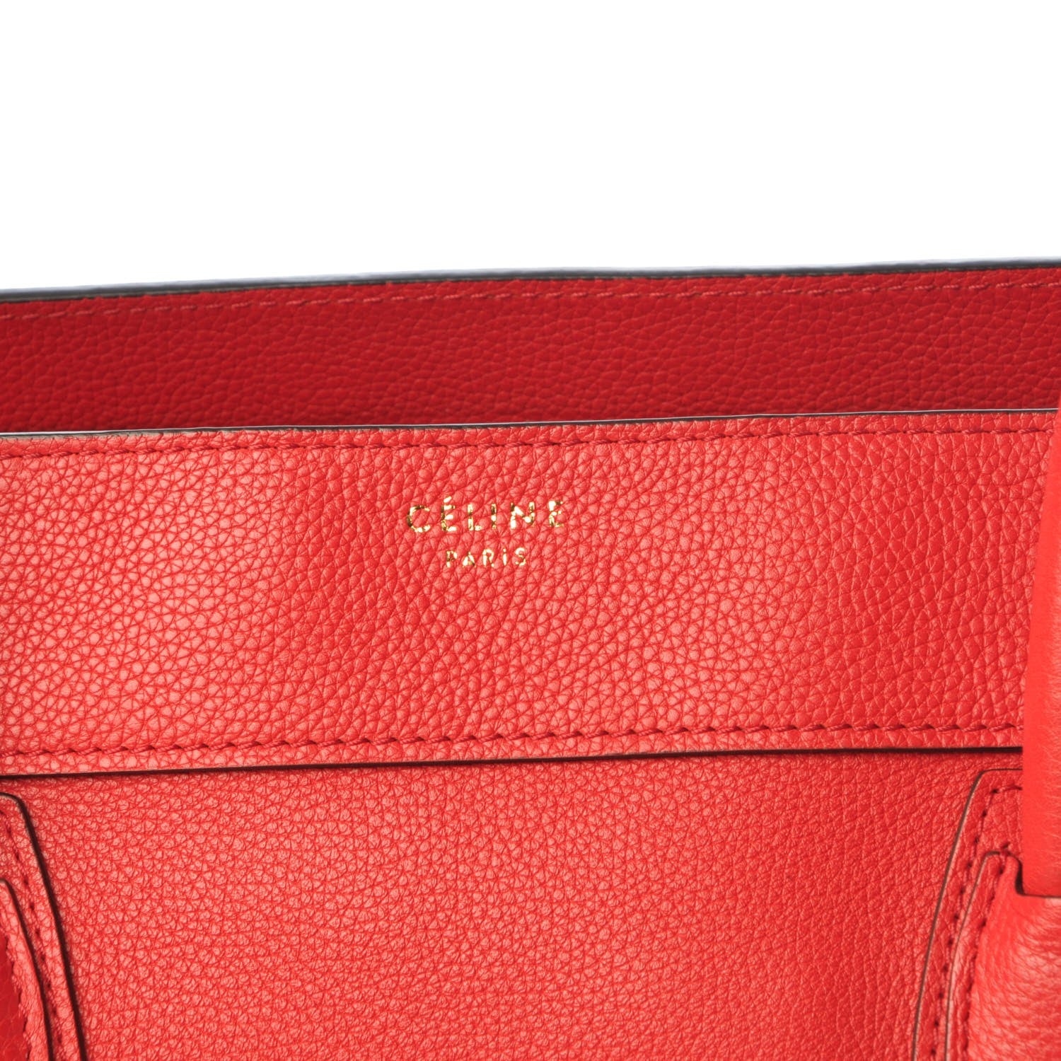 Celine Drummed Calfskin Shoulder Luggage Coquelicot 8 of 9