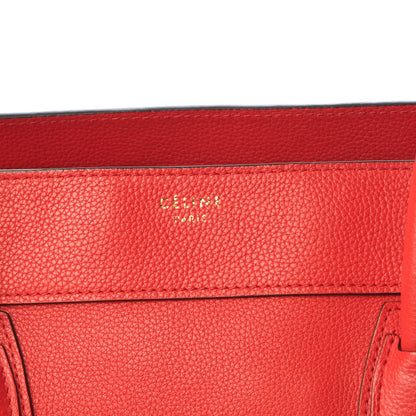 Celine Drummed Calfskin Shoulder Luggage Coquelicot 8 of 9