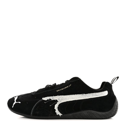 Balenciaga X PUMA Suede Mens Distressed Speedcat Sneakers 44 Black White 1 of 10