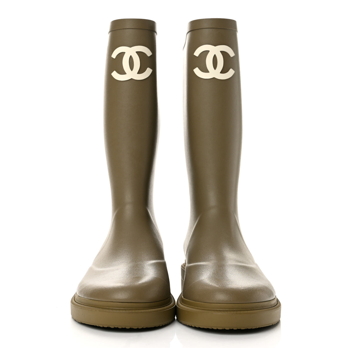 Chanel Caoutchouk CC High Boots 38 Dark Beige 3 of 10