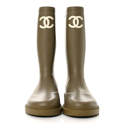 Chanel Caoutchouk CC High Boots 38 Dark Beige 3 of 10