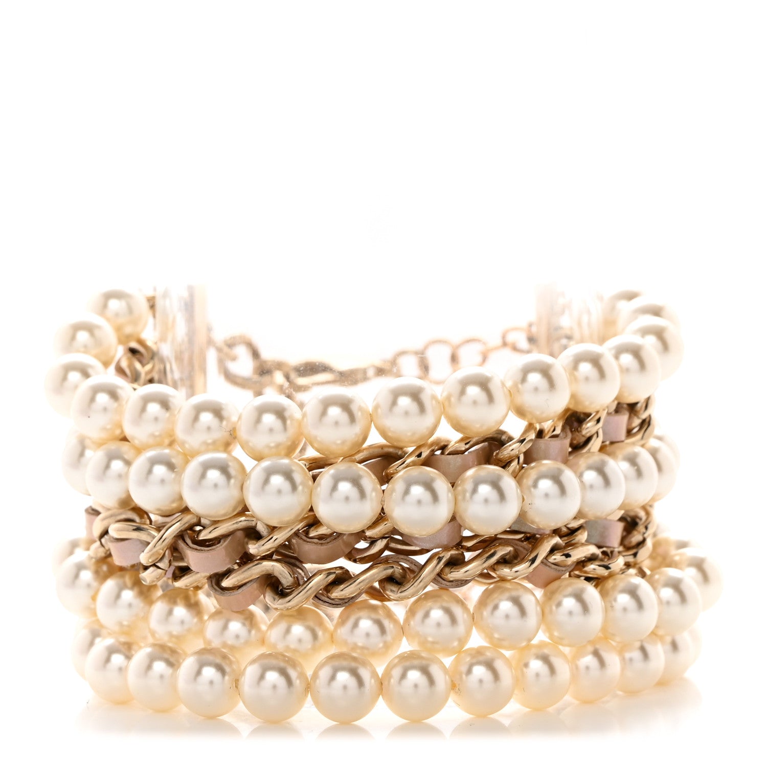 Chanel Lambskin Pearl Multistrand Bracelet White Beige 1 of 4