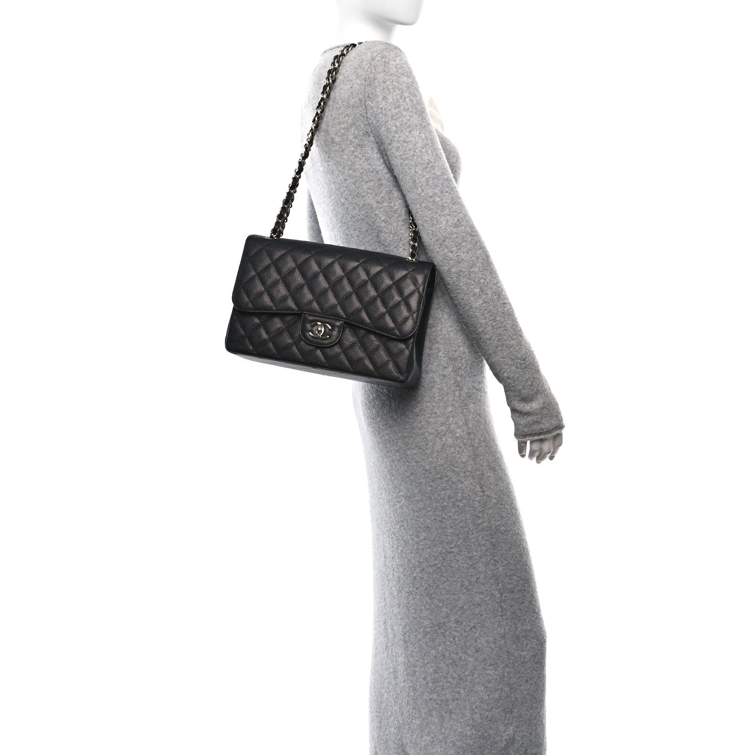 Chanel Caviar Quilted Jumbo Double Flap Black 2 of 10