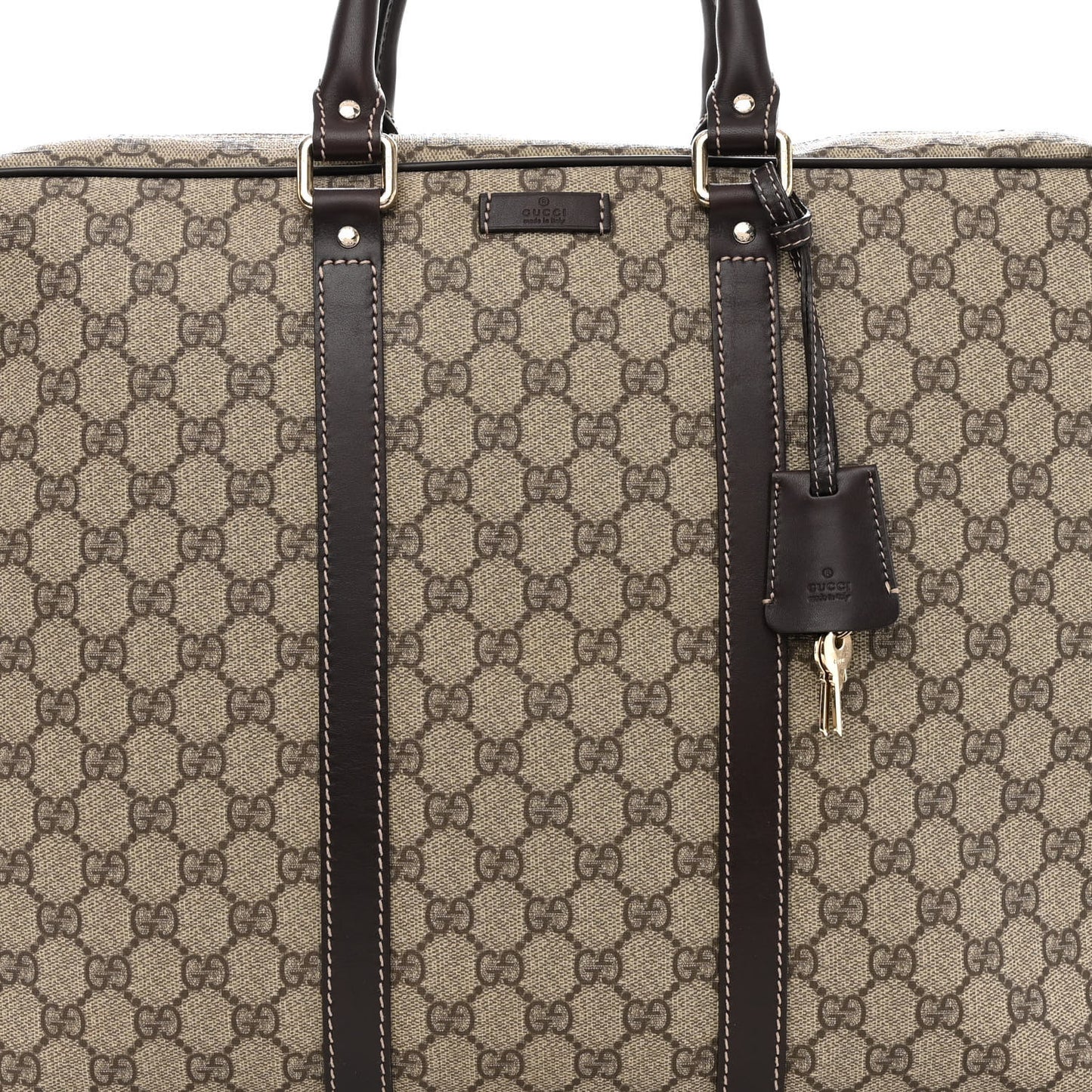 GG Supreme Monogram Selleria Calfskin Briefcase Beige Ebony Cocoa