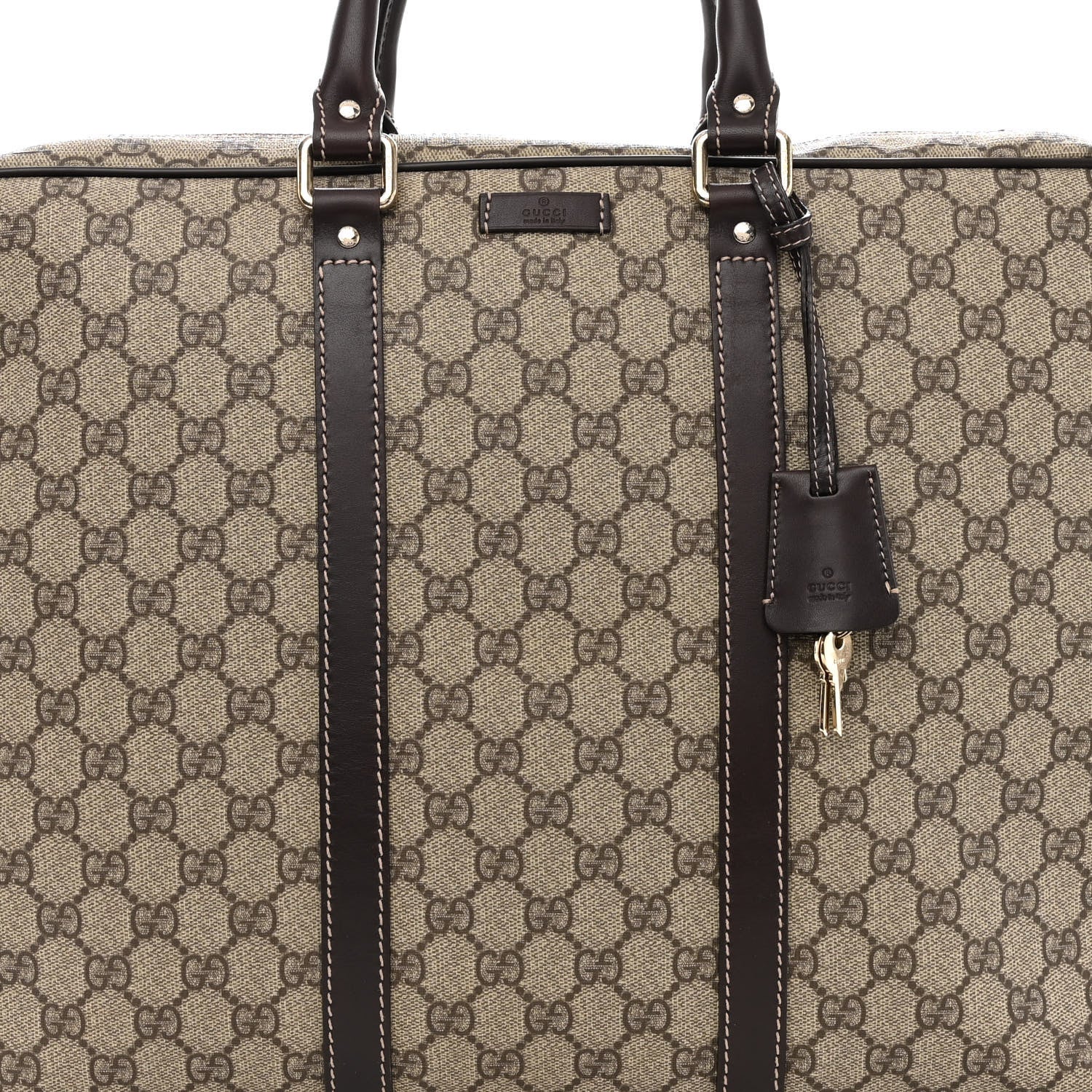 Gucci GG Supreme Monogram Selleria Calfskin Briefcase Beige Ebony Cocoa 7 of 10