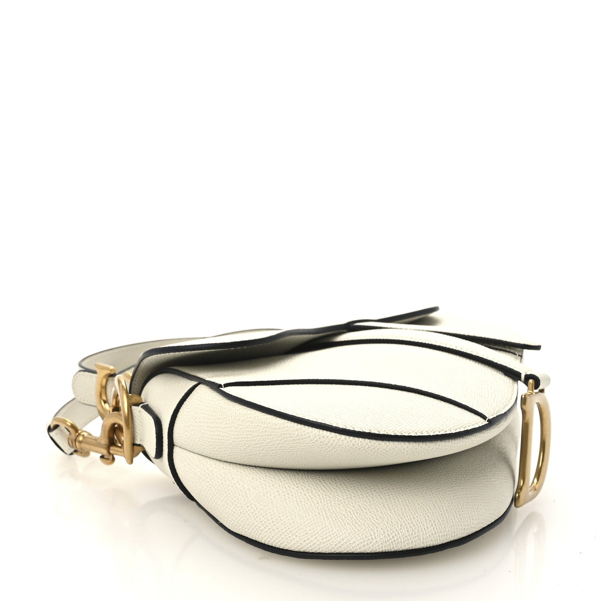 Grained Calfskin Saddle Bag With Strap Latte