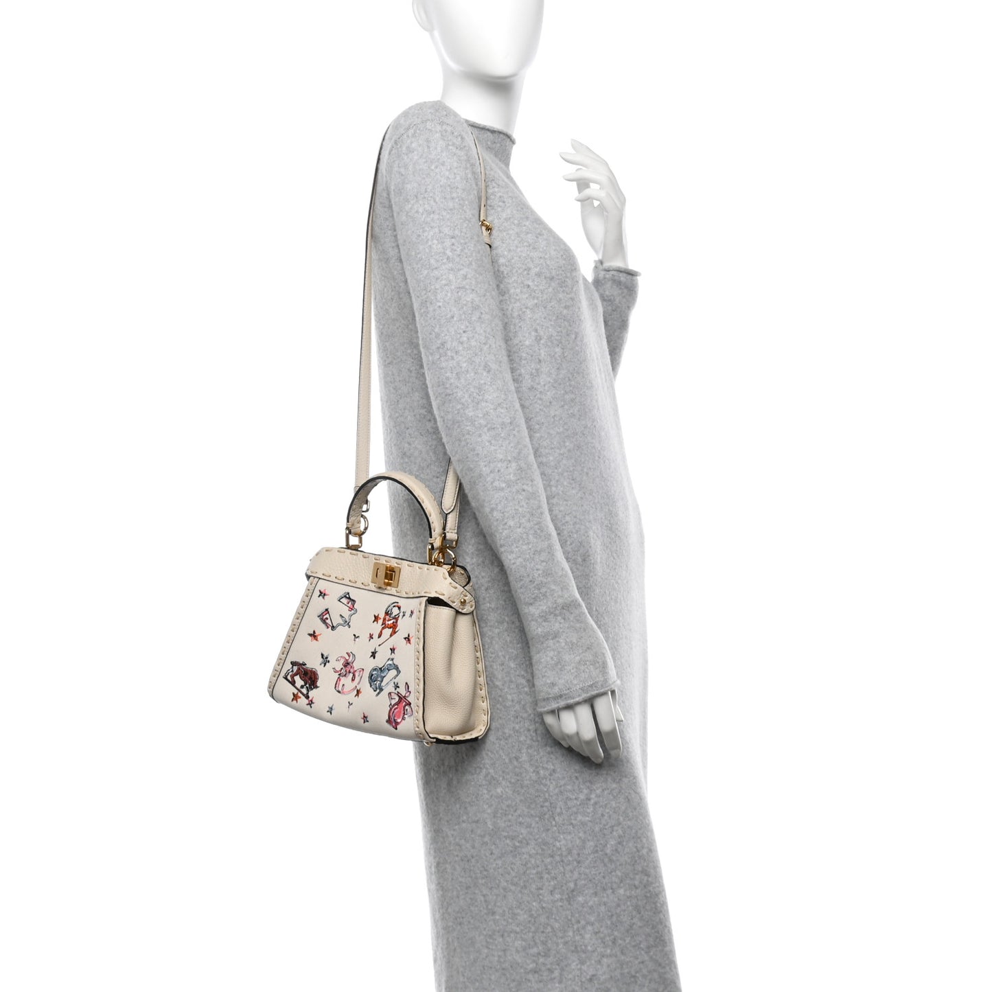 Canvas Cuoio Romano Selleria Astrology Mini Peekaboo Iconic Satchel Camelia