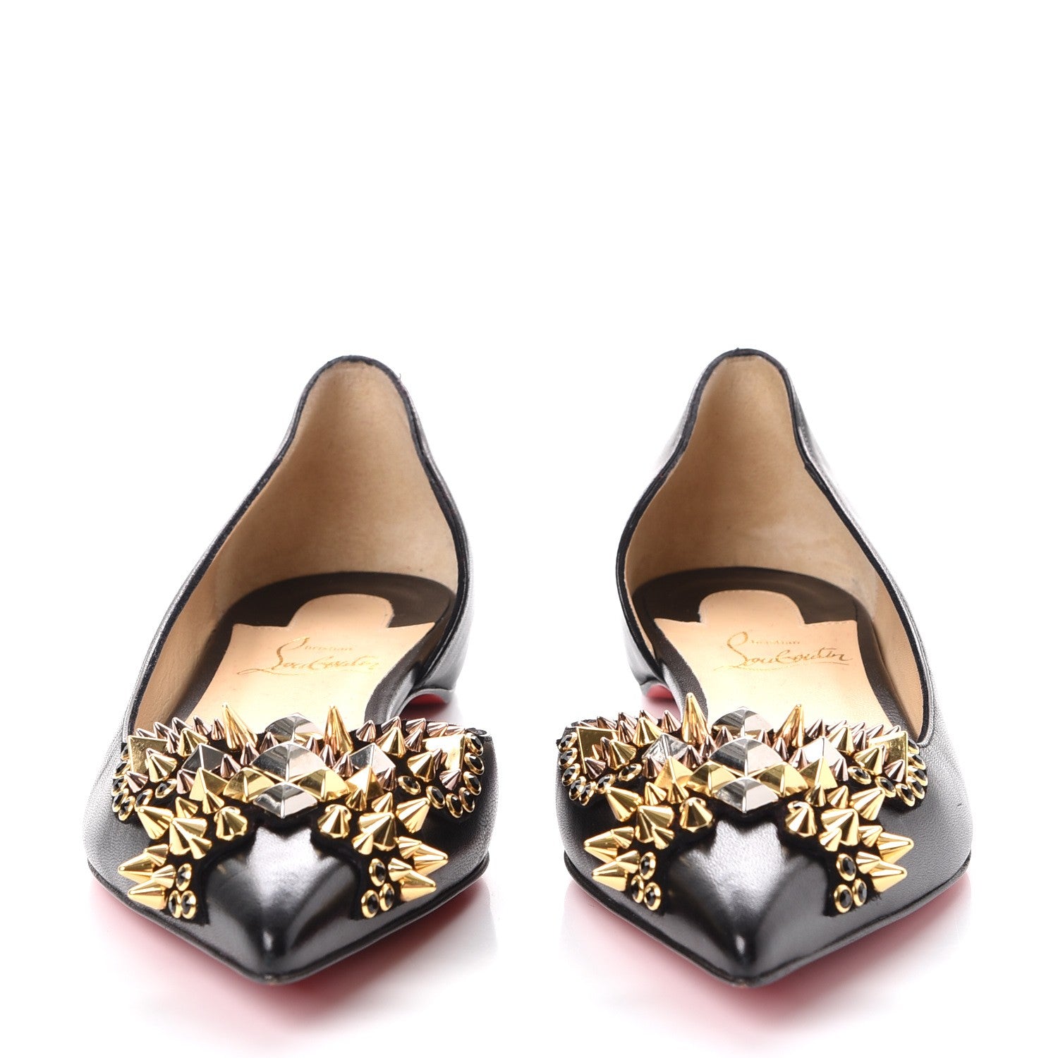 Christian Louboutin Nappa Farfaclou Spike Flats 39.5 Black 2 of 8