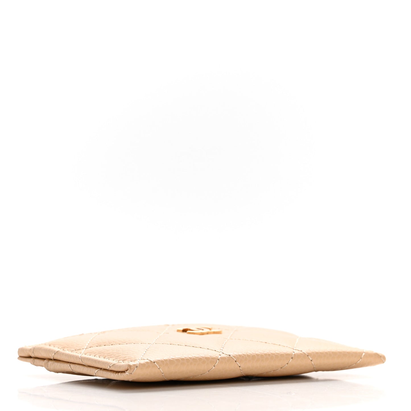Caviar Quilted Card Holder Beige
