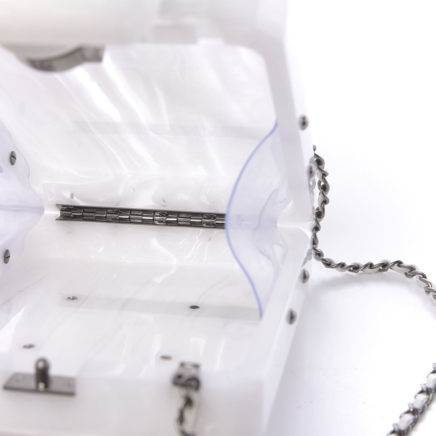 Chanel Marbled Plexiglass Buonasera Perfume Bottle Clutch White 5 of 8