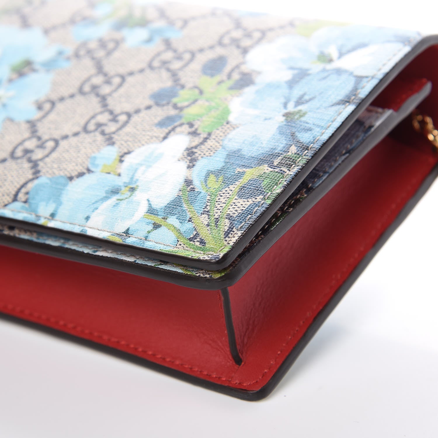 Gucci GG Supreme Monogram Blooms Chain Wallet Blue 8 of 10