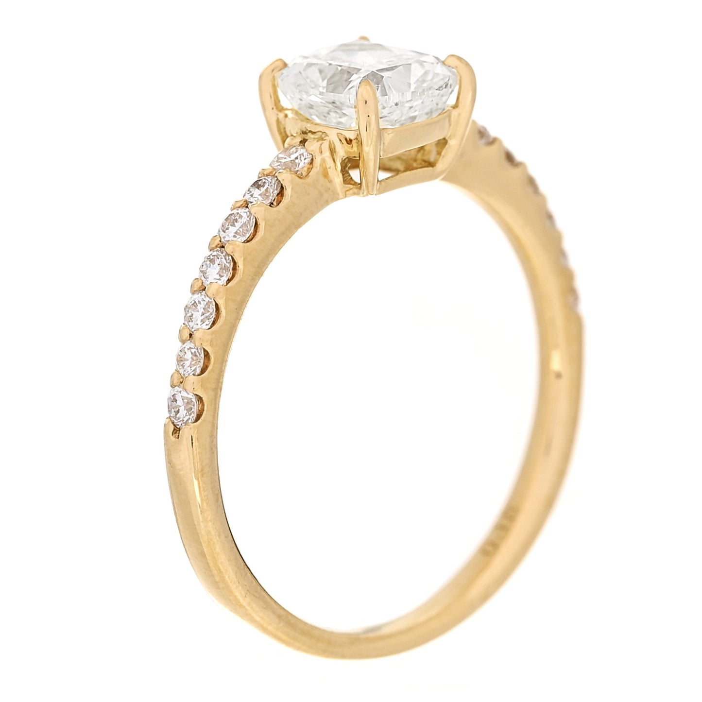 18K Yellow Gold Diamond 1.00ct Cushion Cut Pave Band Engagement Ring 51 5.75