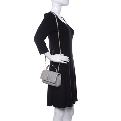 Chanel Calfskin Quilted Top Handle Flap Light Grey 2 of 12