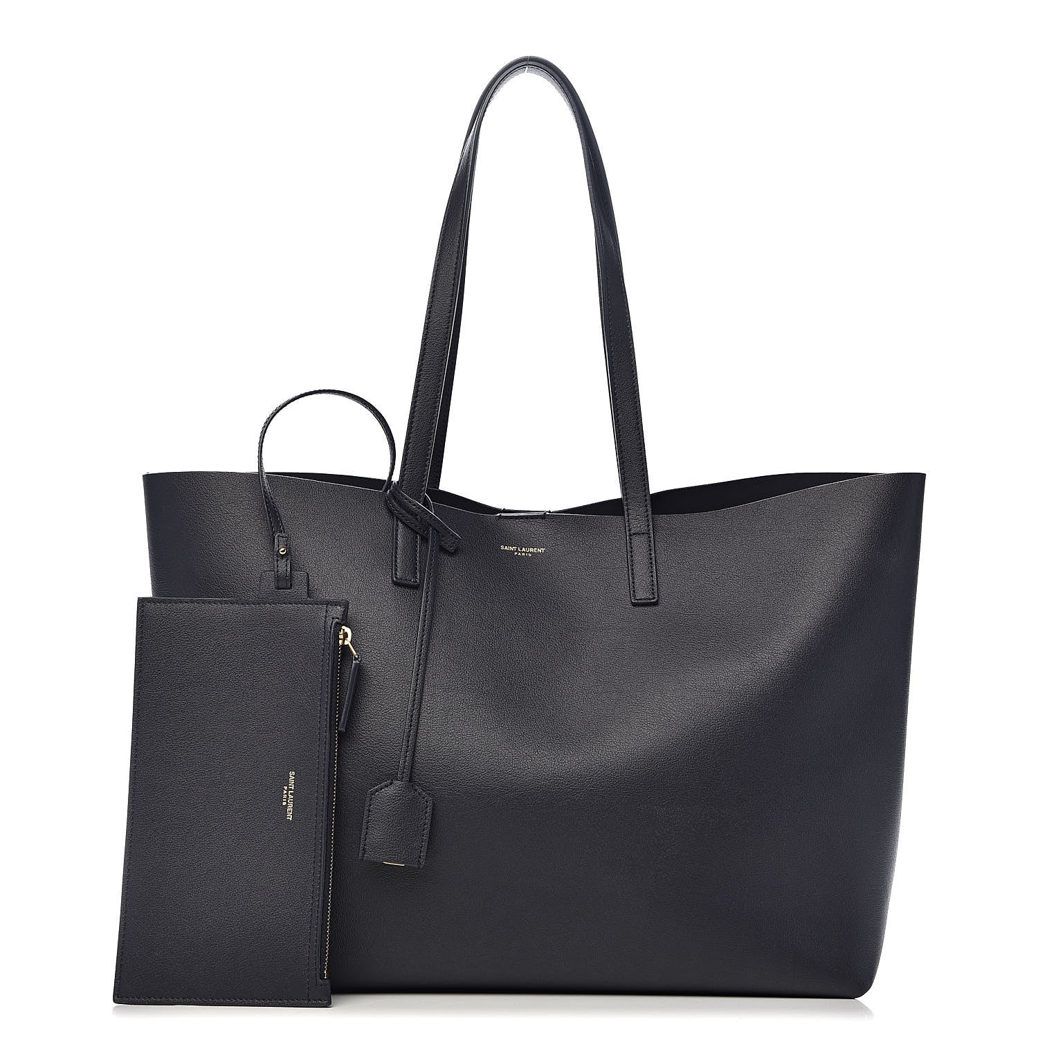 Saint Laurent Calfskin Large Shopping Tote Navy 1 of 11