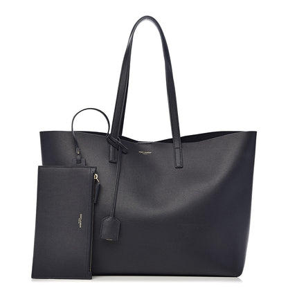Saint Laurent Calfskin Large Shopping Tote Navy 1 of 11
