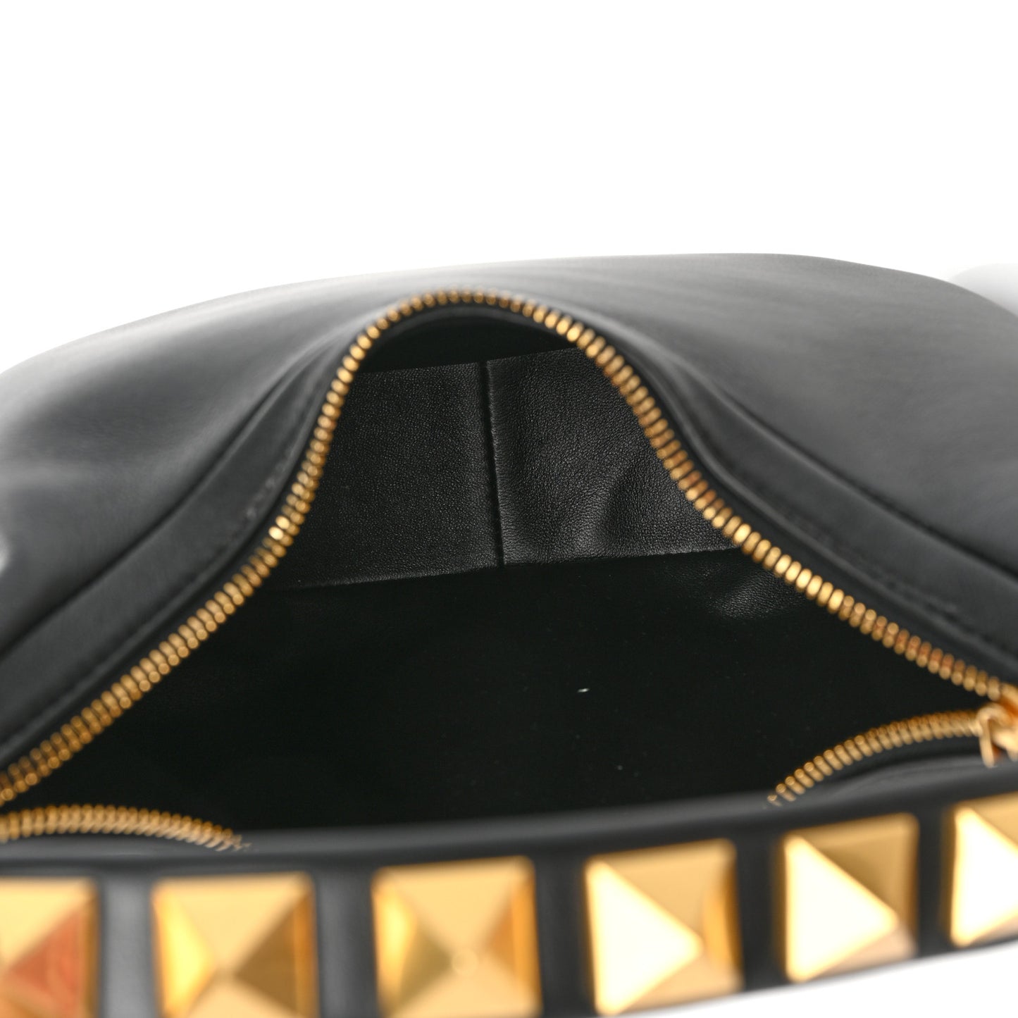 Calfskin Stud Sign Zip Hobo Black