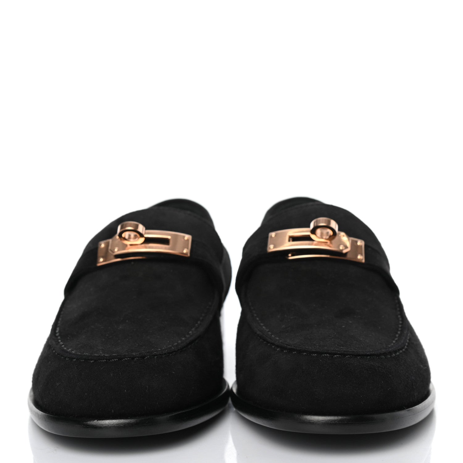 Hermes Suede Goatskin Womens Destin Loafer 36 Black 2 of 4