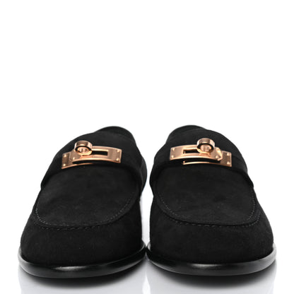 Hermes Suede Goatskin Womens Destin Loafer 36 Black 2 of 4