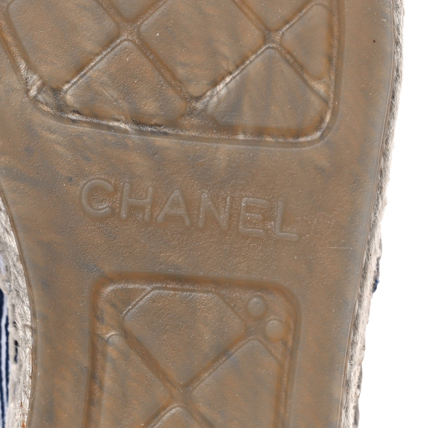 Chanel Canvas Striped Patent CC Espadrilles 37 Ivory Navy White 6 of 9