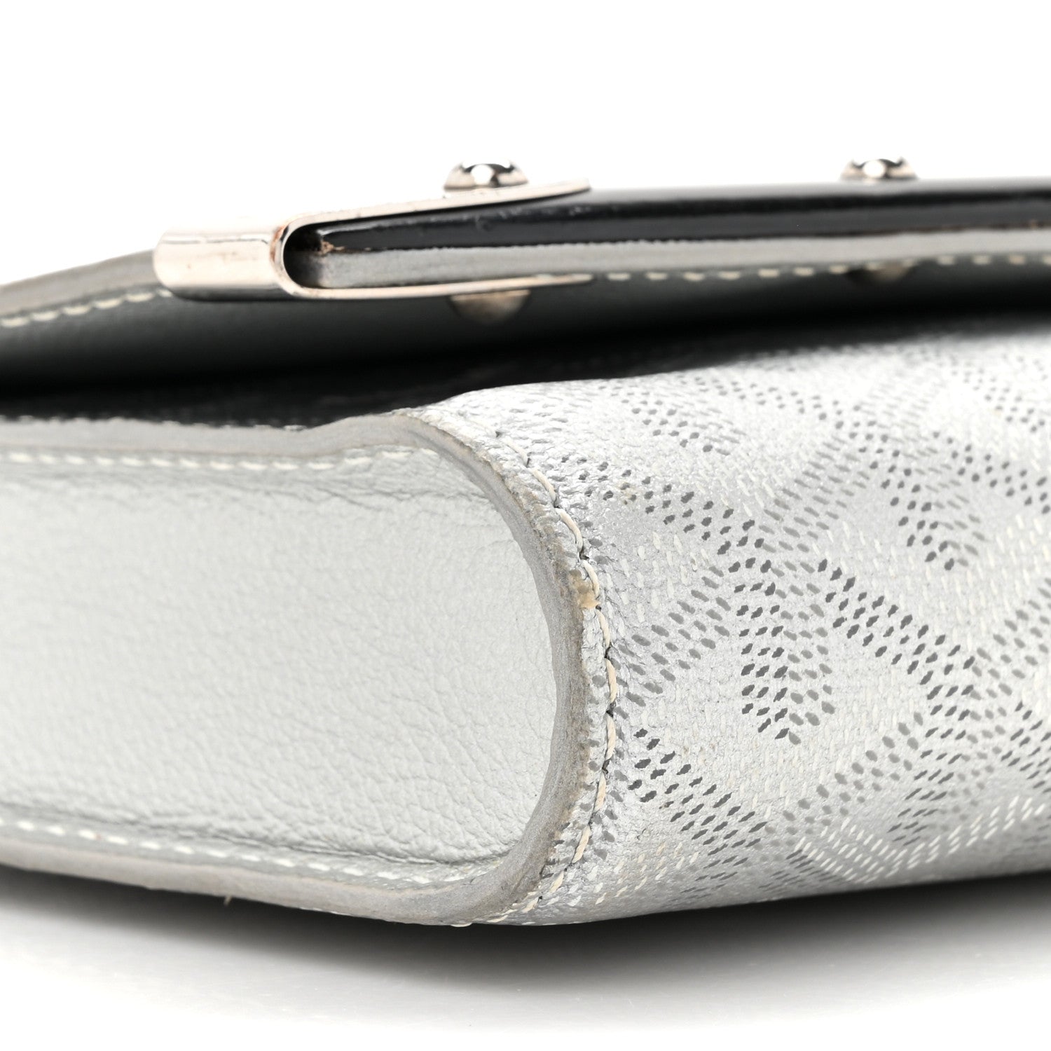 Goyard Goyardine Monte Carlo Bois Clutch With Strap Silver 9 of 17