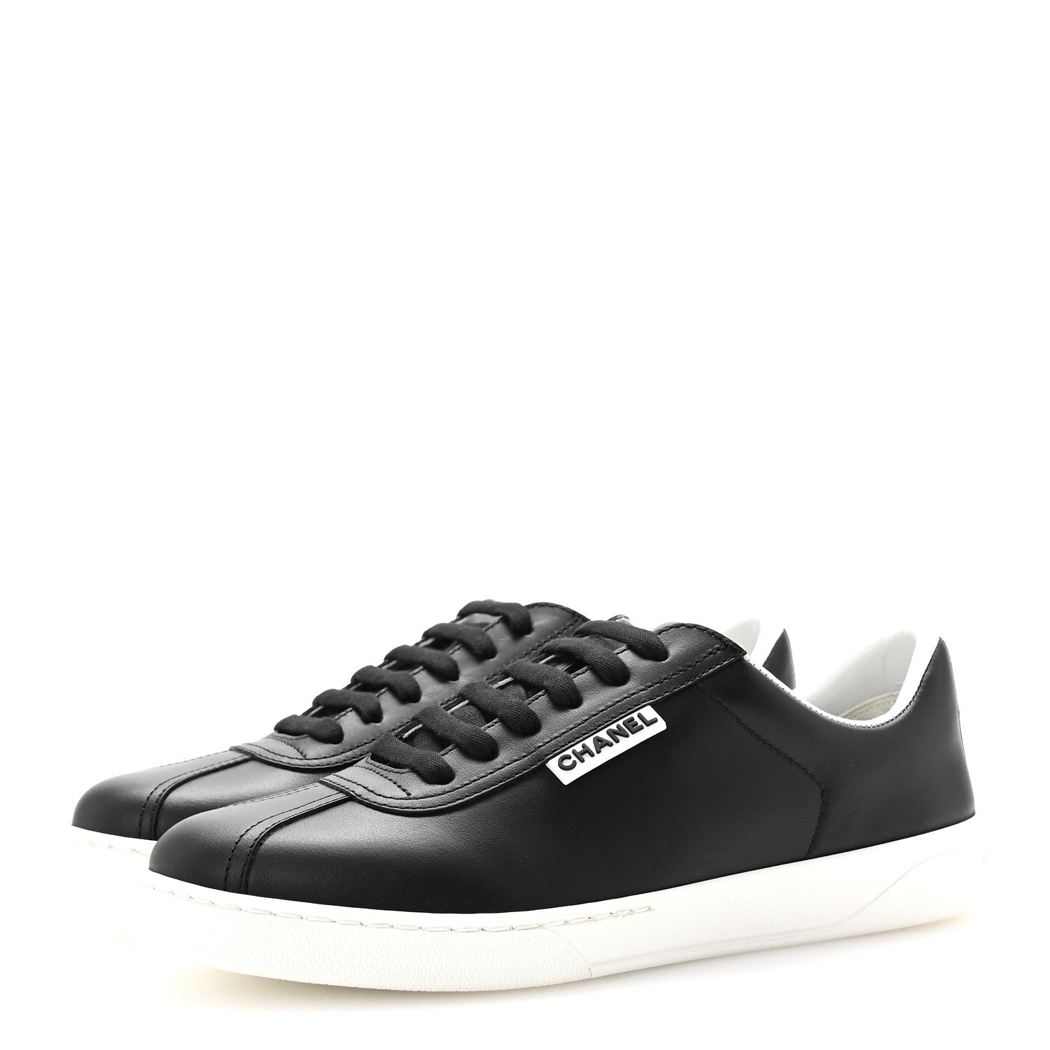 Chanel Calfskin CC Uniform Womens Sneakers 37.5 Black 4 of 9