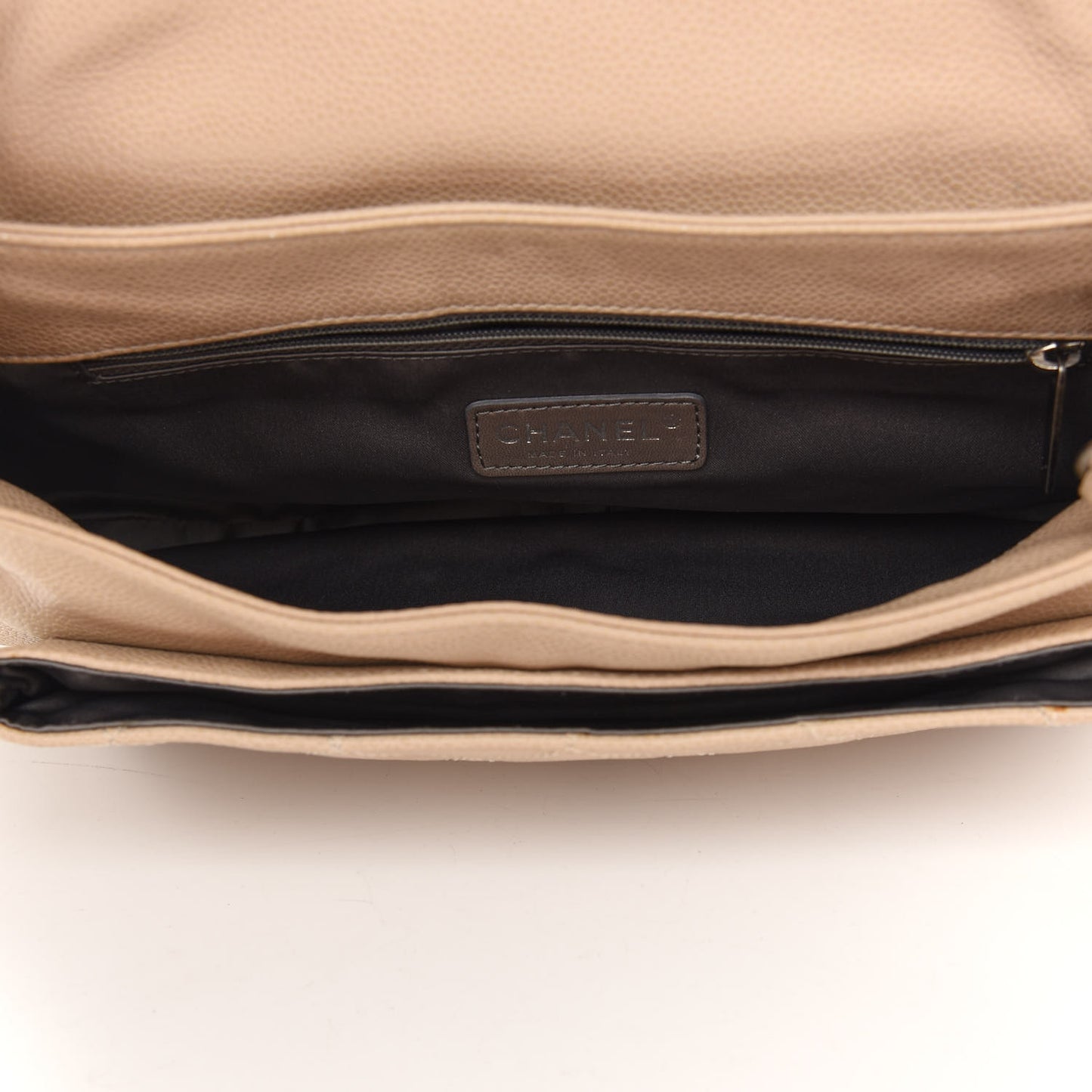 Glazed Caviar Coco Rider Flap Shoulder Bag Beige