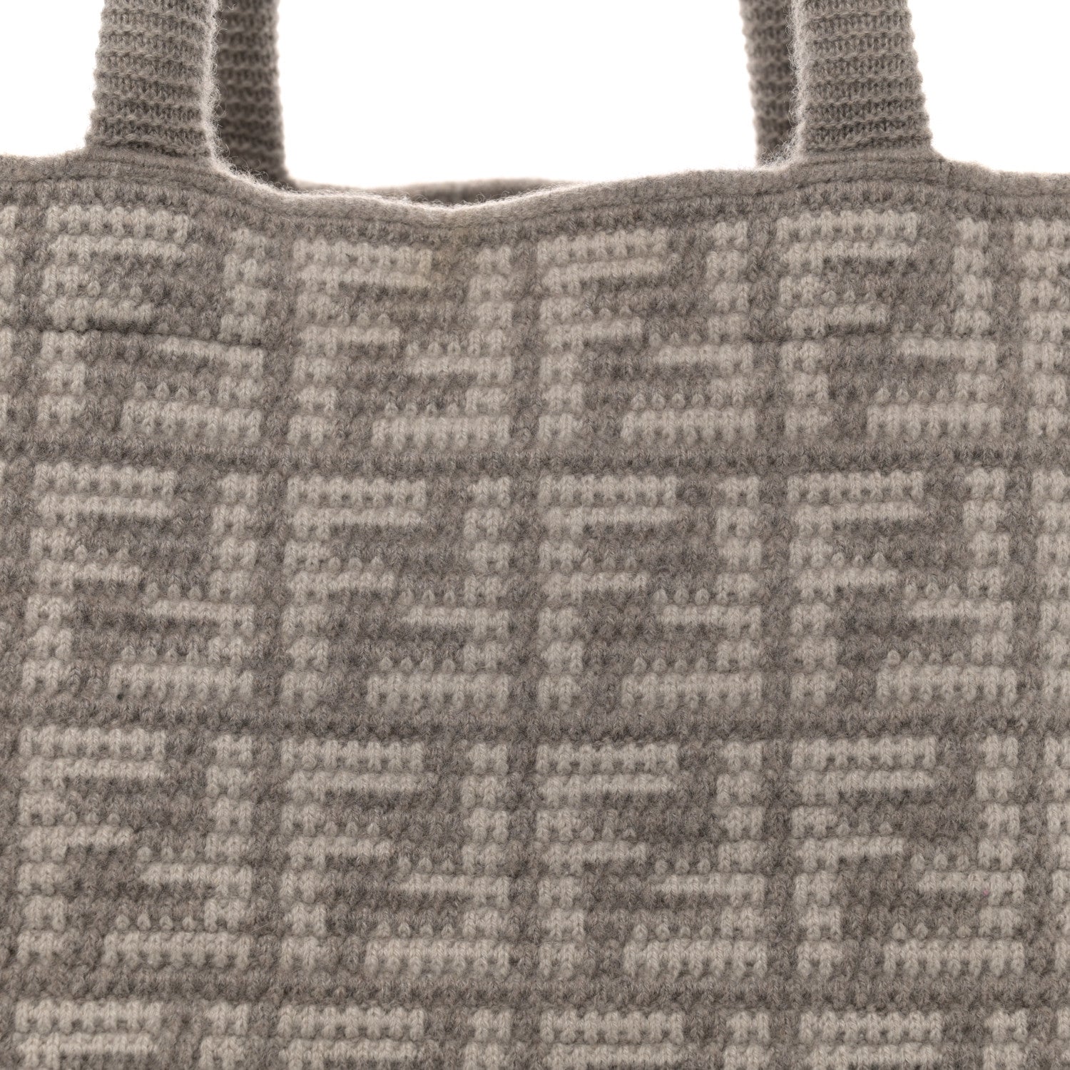 Fendi Cashmere Knit FF Large Shopper Tote Tortora 7 of 9